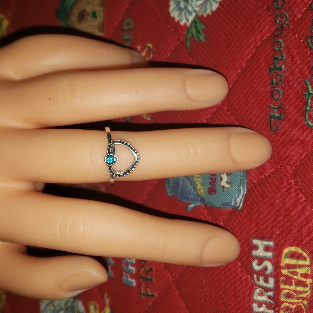Blue Stone Heart Ring